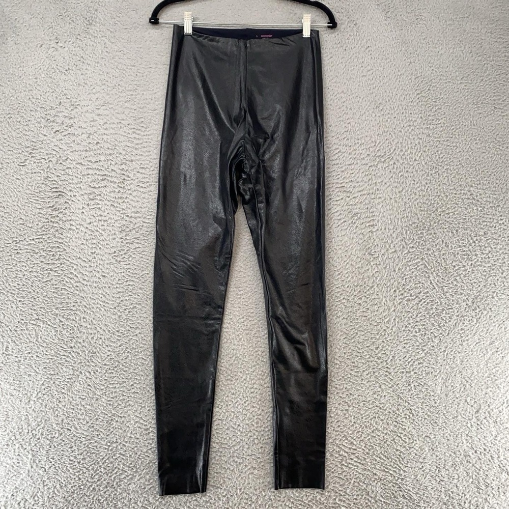 Commando Faux Leather Leggings Womens Large Black Shiny High Rise Ankle Stretch